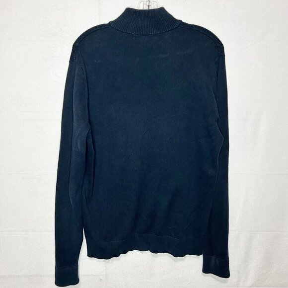 Michael Kors Navy Ribbed Mock Neck Long Sleeve 1/4 Zip Pullover Sweater Sz M - Picture 5 of 5